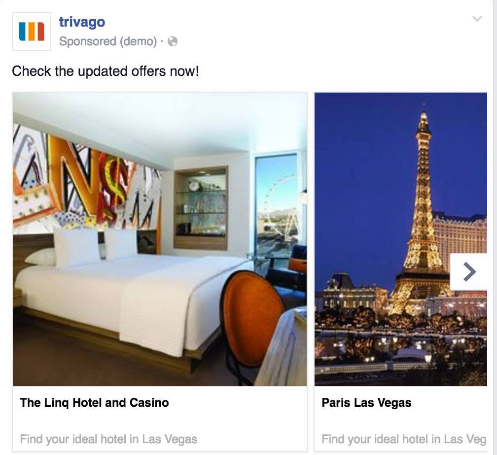 facebook travel ad trivago