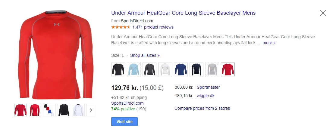 Under armour product title google shopping
