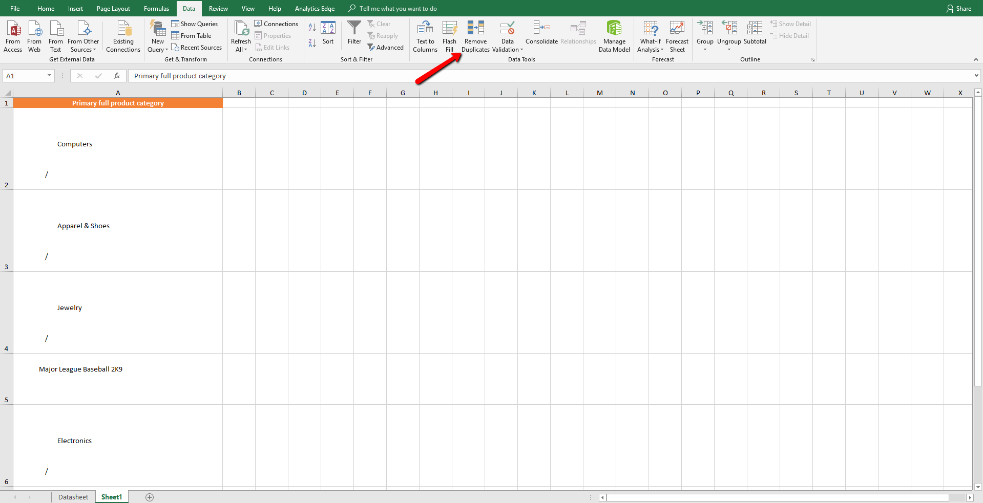 categorization excel