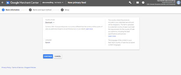 creating your feed in Google Merchant Center 2