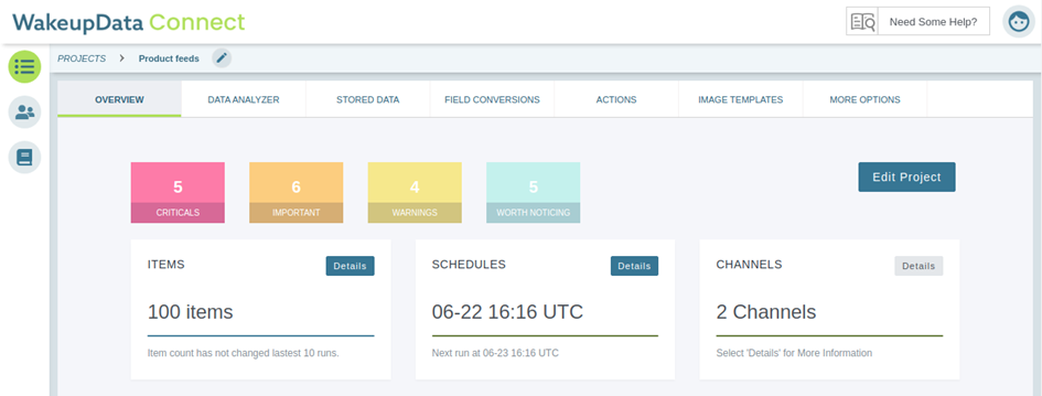 Image of WakeupData Connect's Overview site