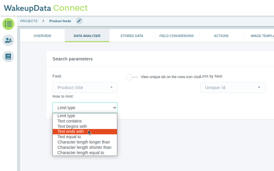 Image of WakeupData Connect's Data analyzer site